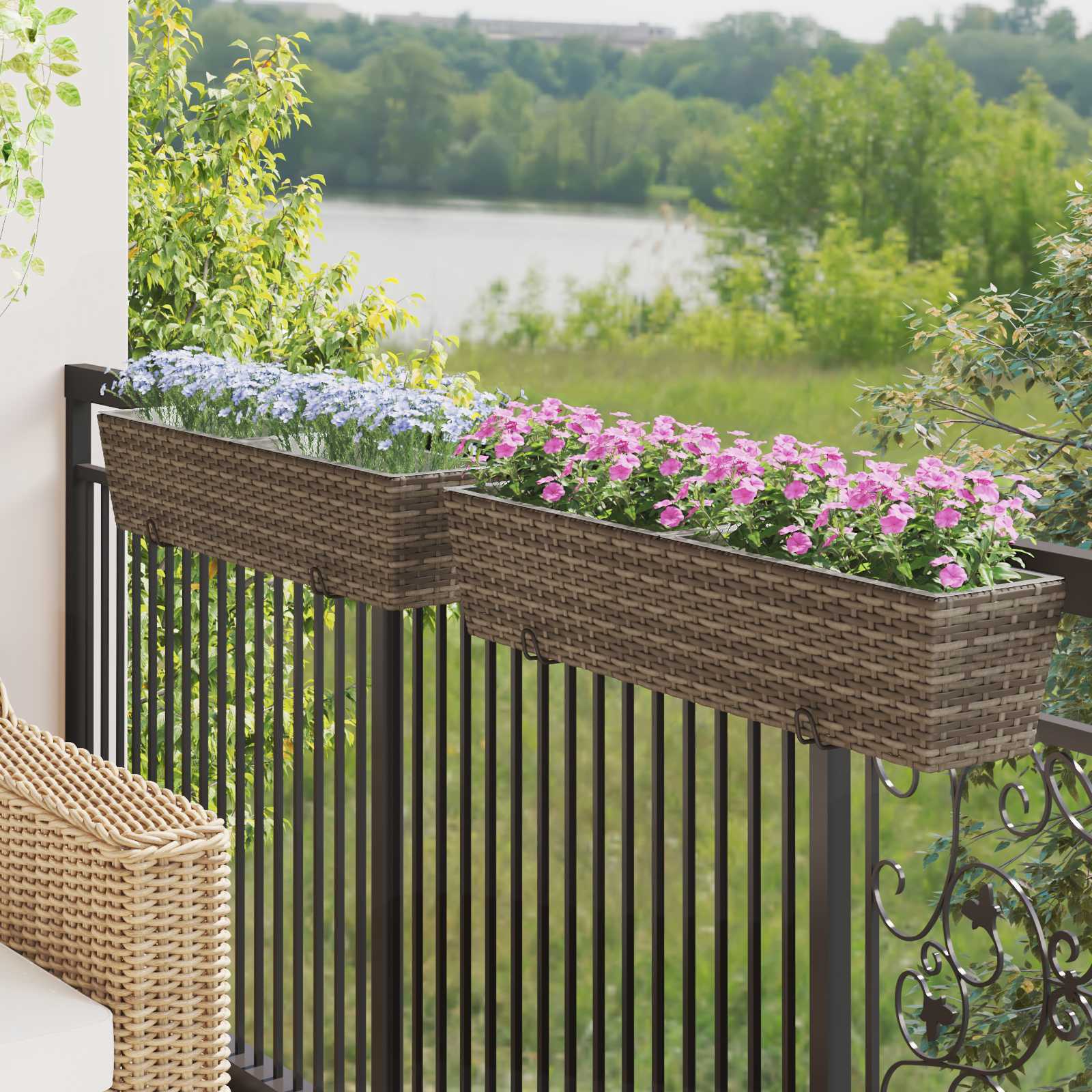 Balkon 2 pcs Schwarz 50 x 17 x 17 cm Metall