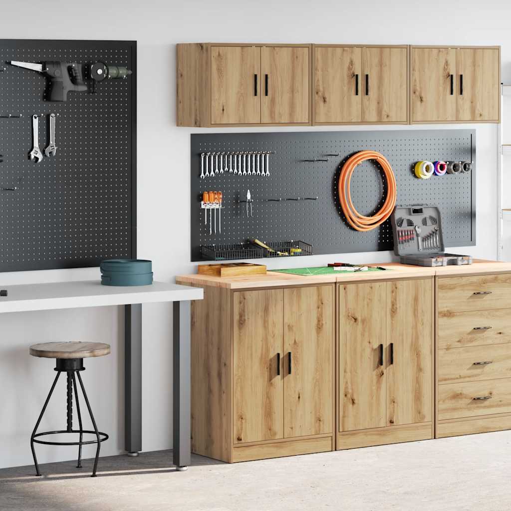 Garagenschränke 2 Stk. Schwarz Holzwerkstoff