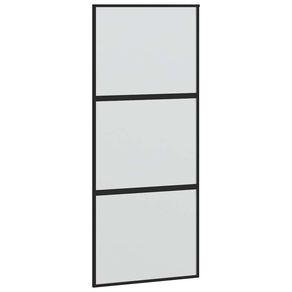 Schiebetür mit Beschlag Schwarz 76x205 cm Hartglas