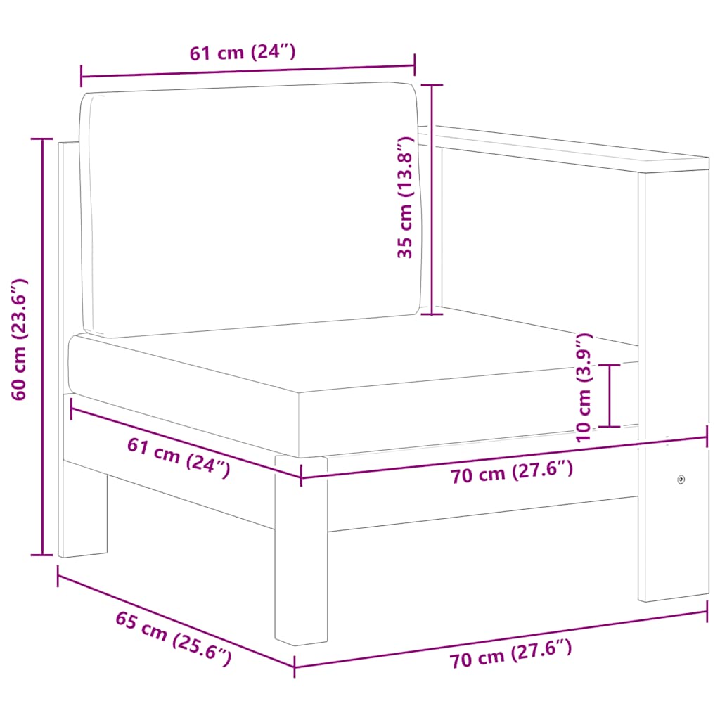 2-tlg. Garten-Lounge-Set mit Cremeweißen Kissen Akazienholz
