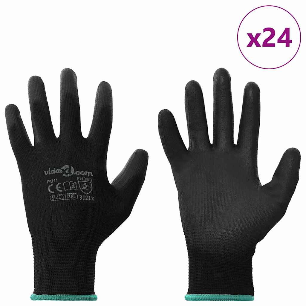 Arbeitshandschuhe 12 pcs Schwarz 7 / S Polyester