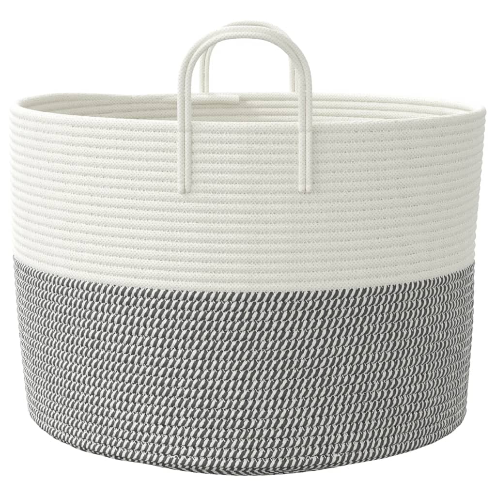 Aufbewahrungskorb Grau und Weiß Ø38x46 cm Baumwolle