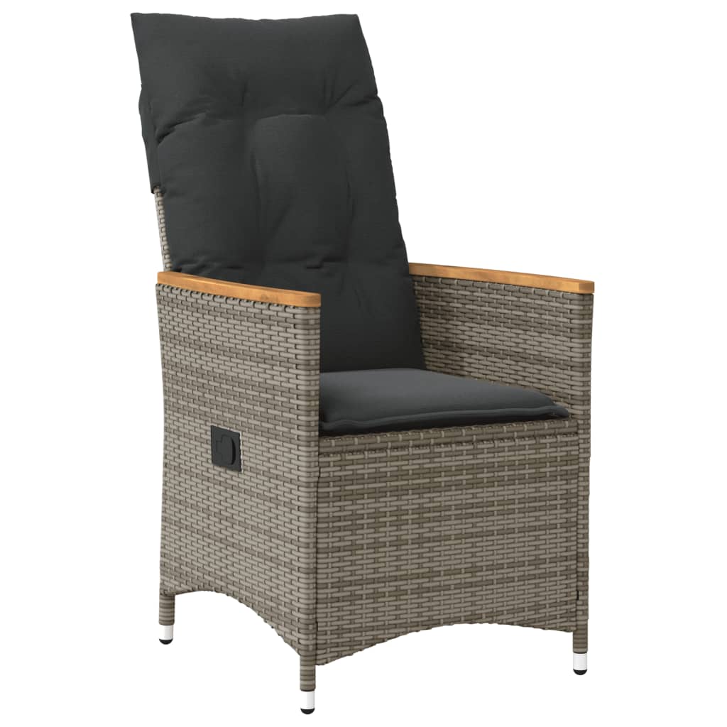 Gartensessel Verstellbar mit Kissen Schwarz Poly Rattan