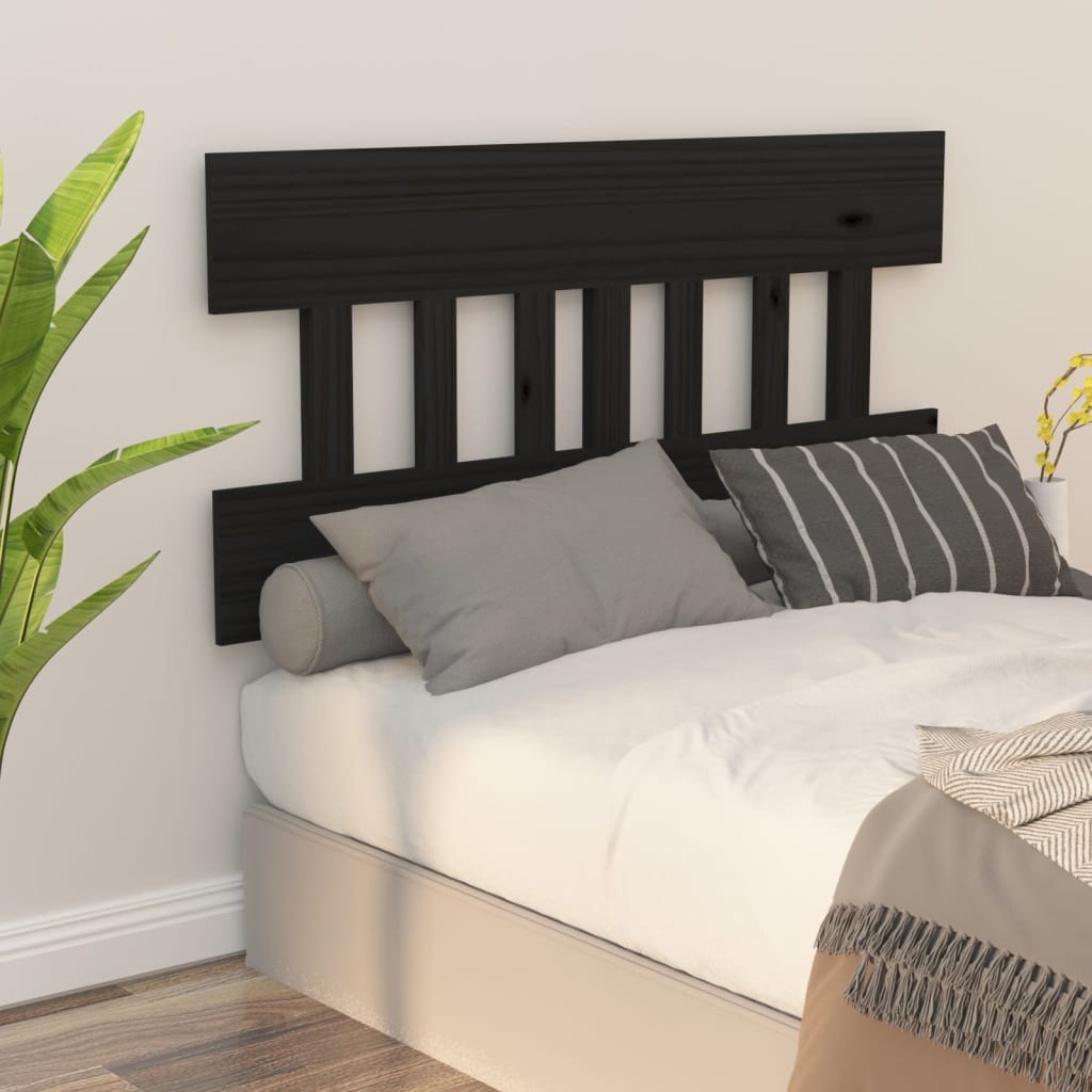 Bett-Kopfteil Schwarz 78,5x3x81 cm Massivholz Kiefer