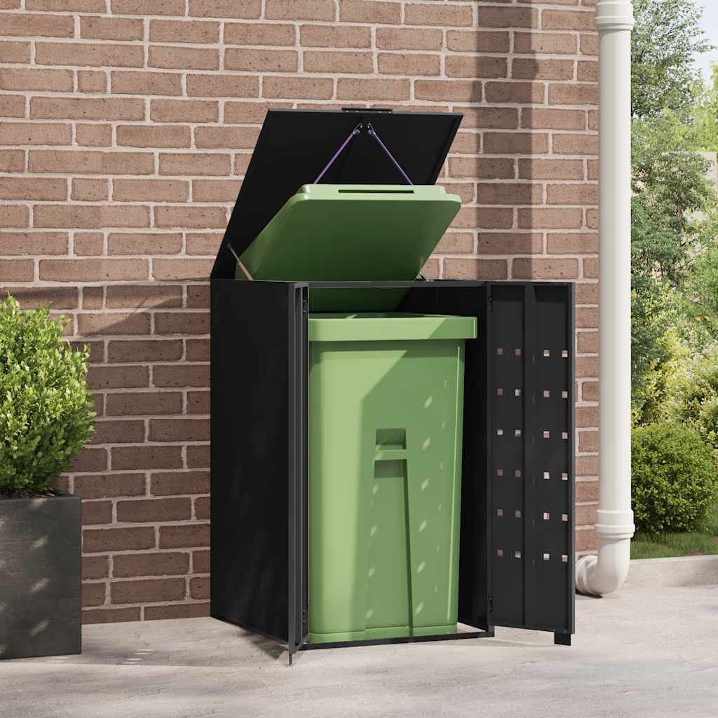 Mülltonnenbox für 2 Tonnen Schwarz 138x79x117 cm Stahl