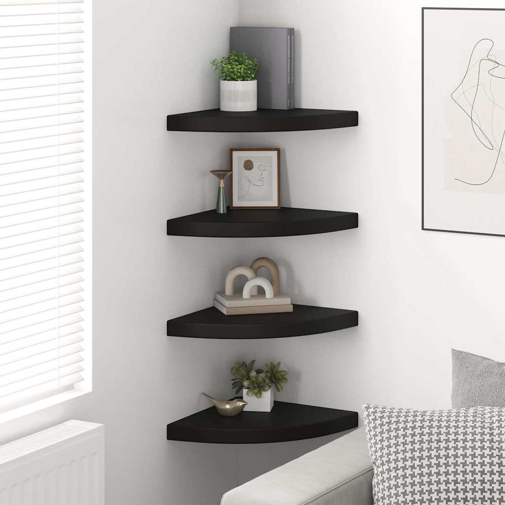 Schwebende Eckregale 2 Stk. Hochglanz-Weiß 25x25x3,8 cm MDF