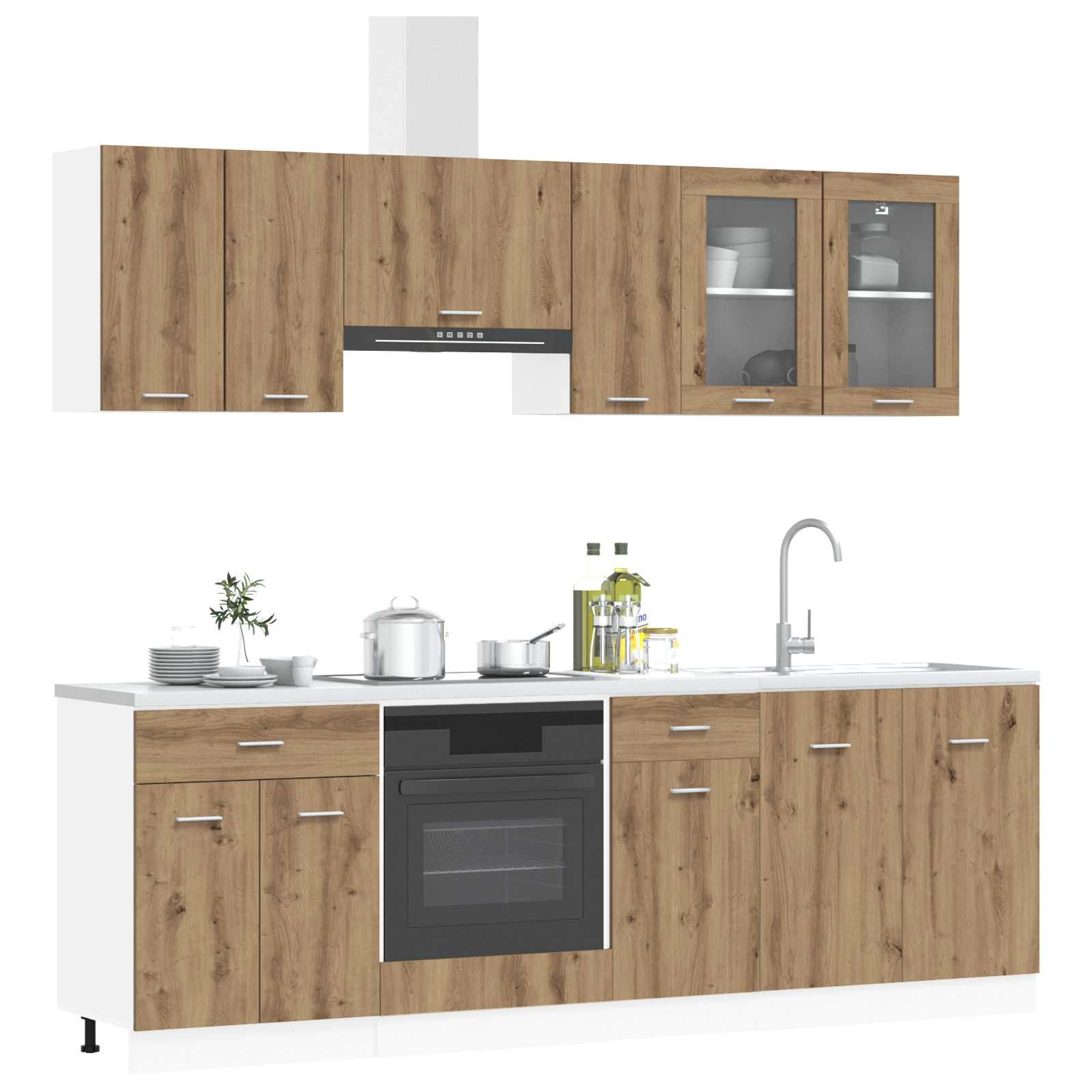 8-tlg. Küchenzeile Lyon Weiß Holzwerkstoff