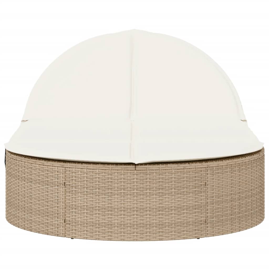 Doppel-Sonnenliege mit Kissen Schwarz Poly Rattan