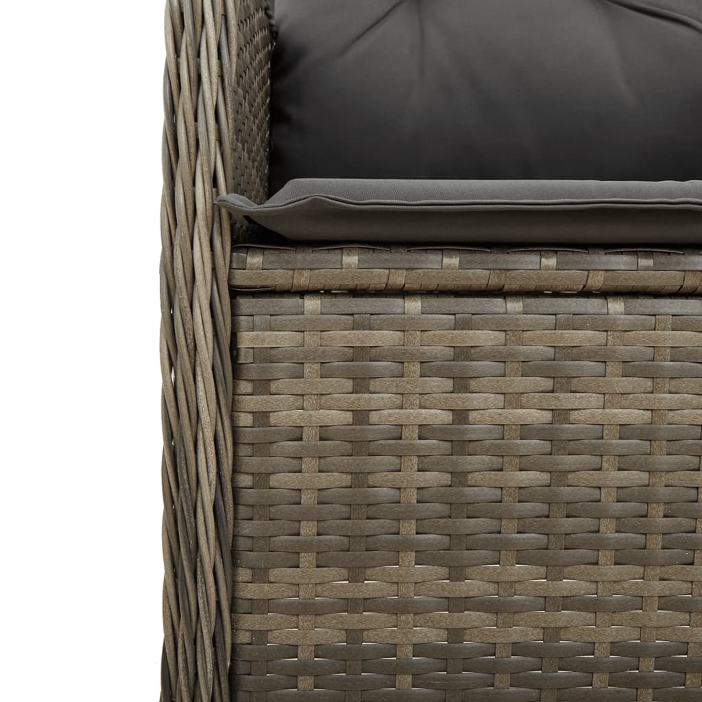Gartensessel Verstellbar mit Kissen Schwarz Poly Rattan
