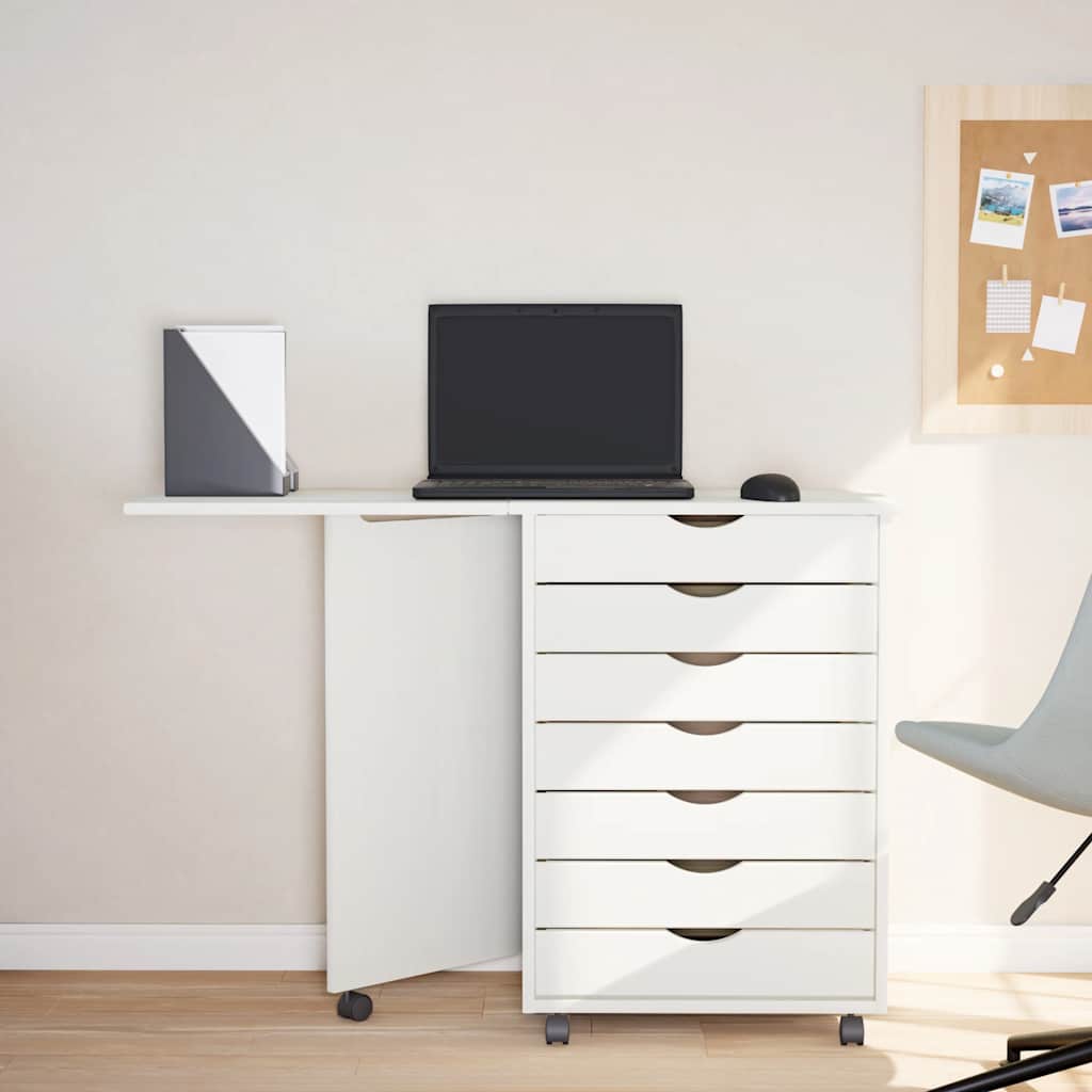 Rollschrank mit Schreibtisch MOSS Honigbraun Massivholz Kiefer