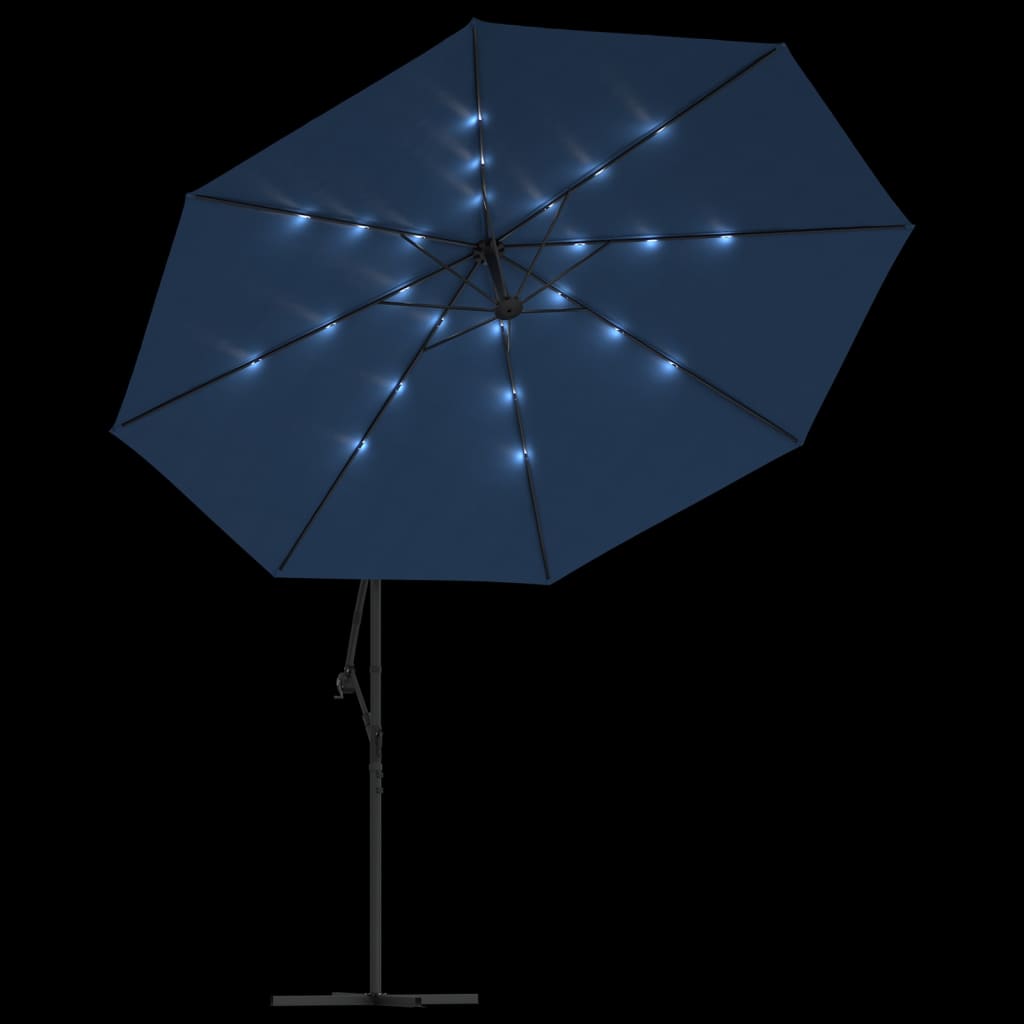 Ampelschirm mit LED-Beleuchtung und Stahl-Mast Weinrot