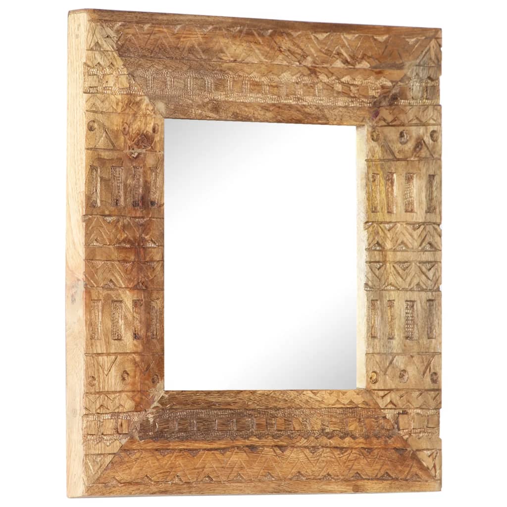 Handgeschnitzter Spiegel 50x50x2,5 cm Massivholz Mango