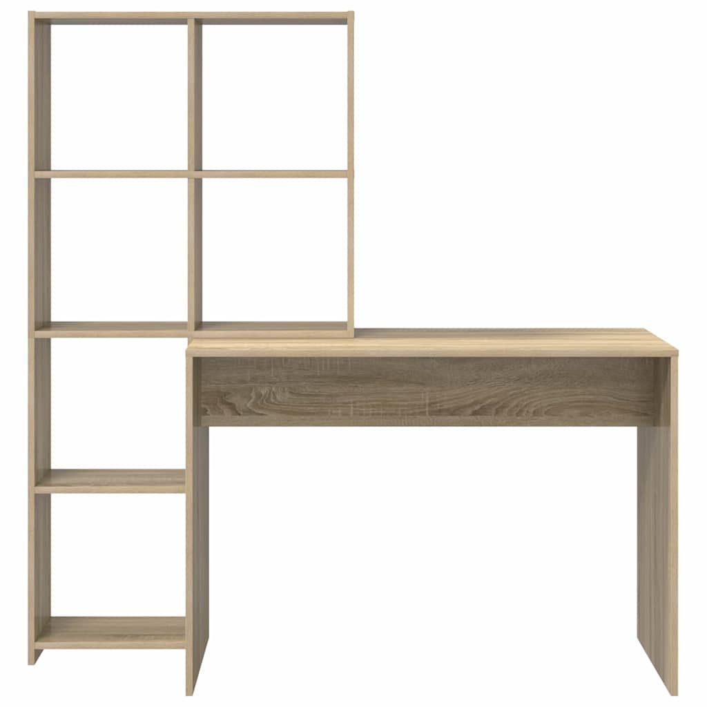 Schreibtisch mit Regal Weiß 138,5 x 55 x 143 cm Holzwerkstoff