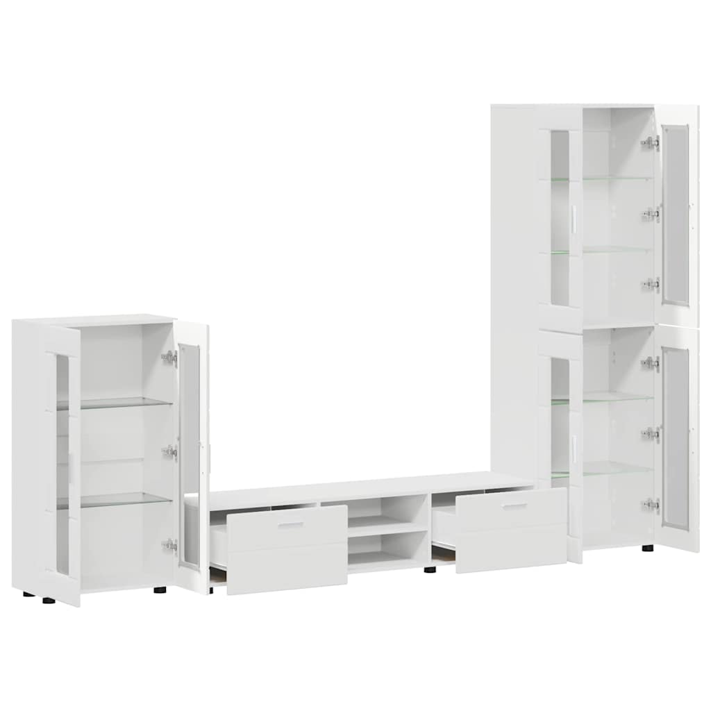 Highboard mit Regal FLORIN Weiß 60 x 35 x 182 cm Holzwerkstoff