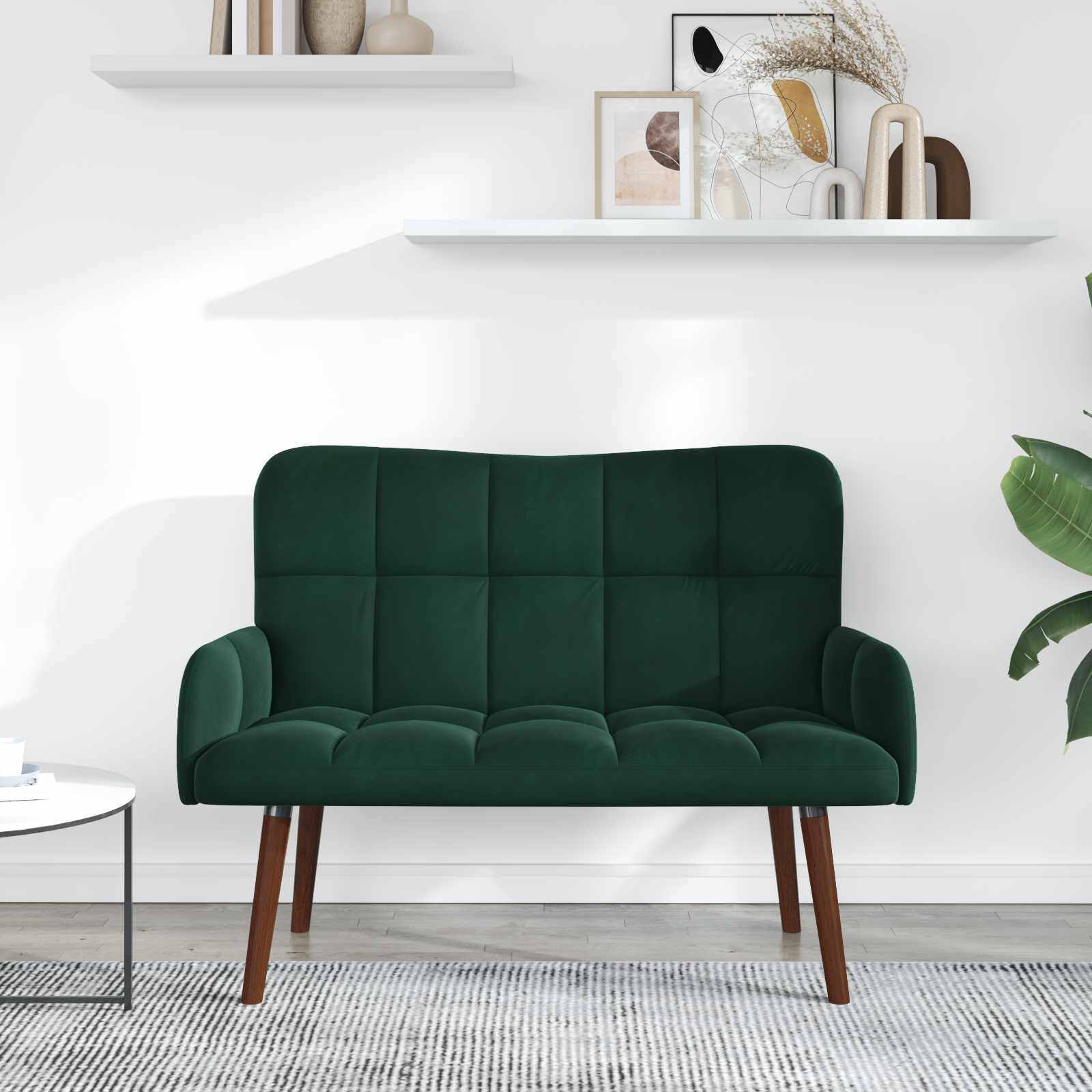 2-Sitzer Sofa Hellgrau 115 x 61 x 87 cm Samt (V)