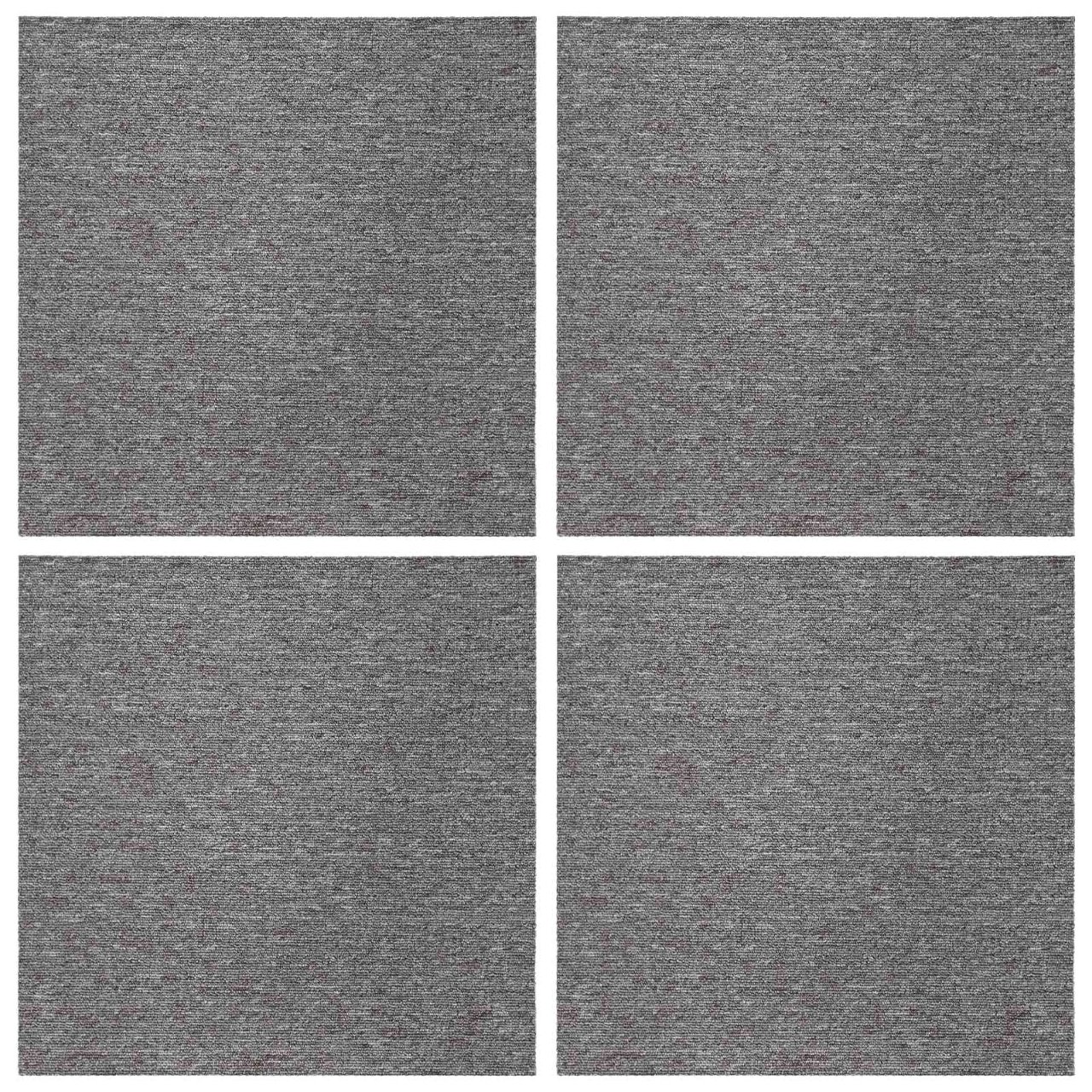 Teppichfliese Hellgrau mit Streifen 50 x 50 cm 4 pcs