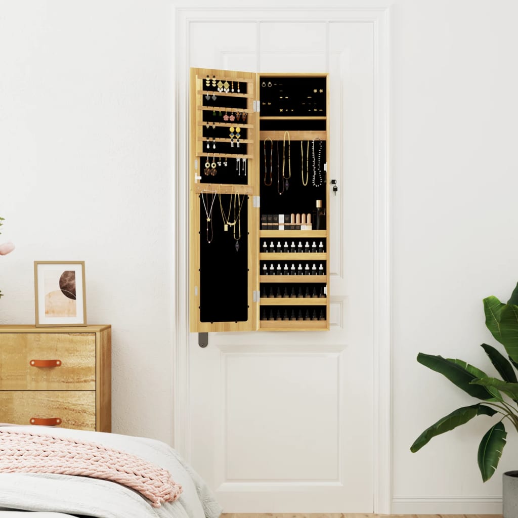 Schmuckschrank mit Spiegel Wandmontage Weiß 30x8,5x106 cm