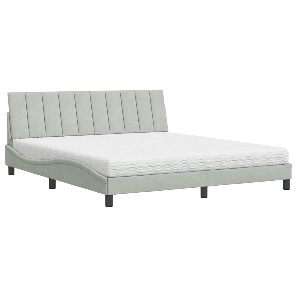 Bett mit Matratze "Hanko" Hellgrau 80x200 cm Samt