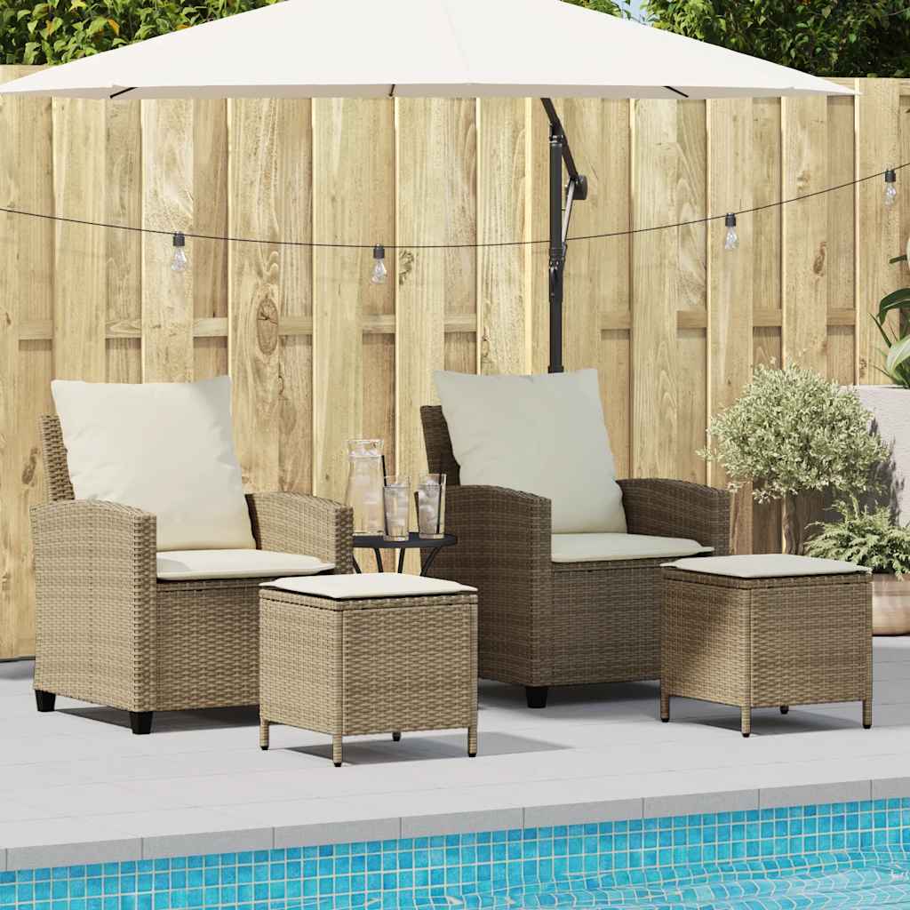 4-tlg. Garten-Sofagarnitur mit Kissen Schwarz Poly Rattan