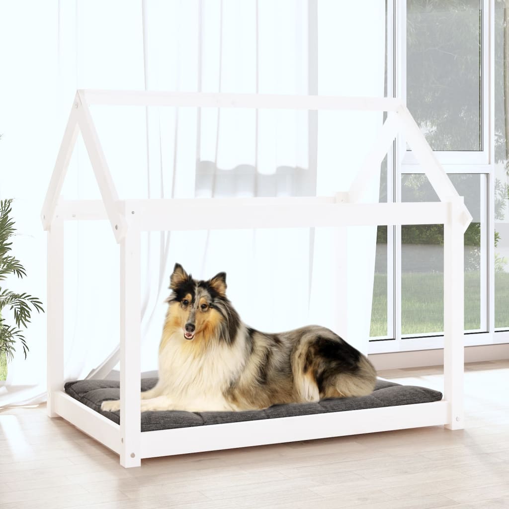 Hundebett Grau 61x50x70 cm Massivholz Kiefer