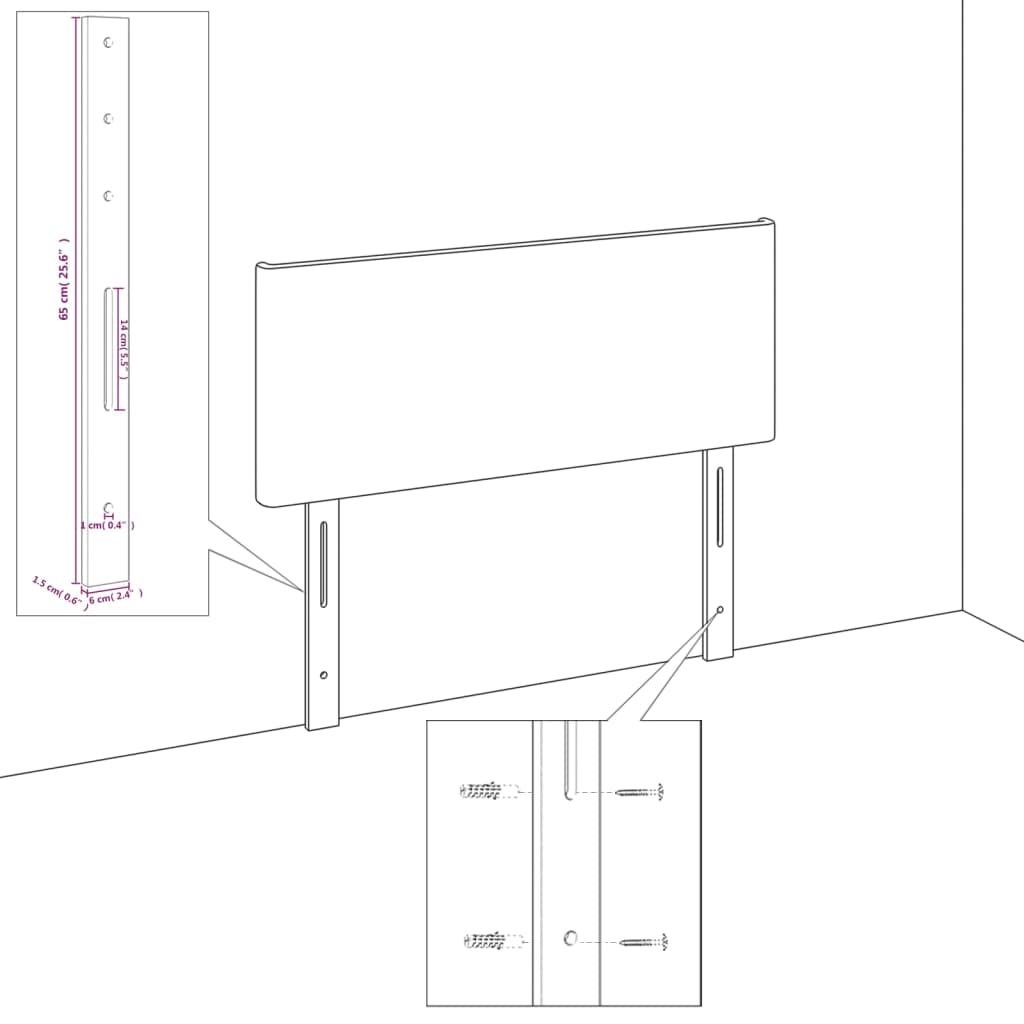Kopfteil Hellgrau 80x5x118/128 cm Samt