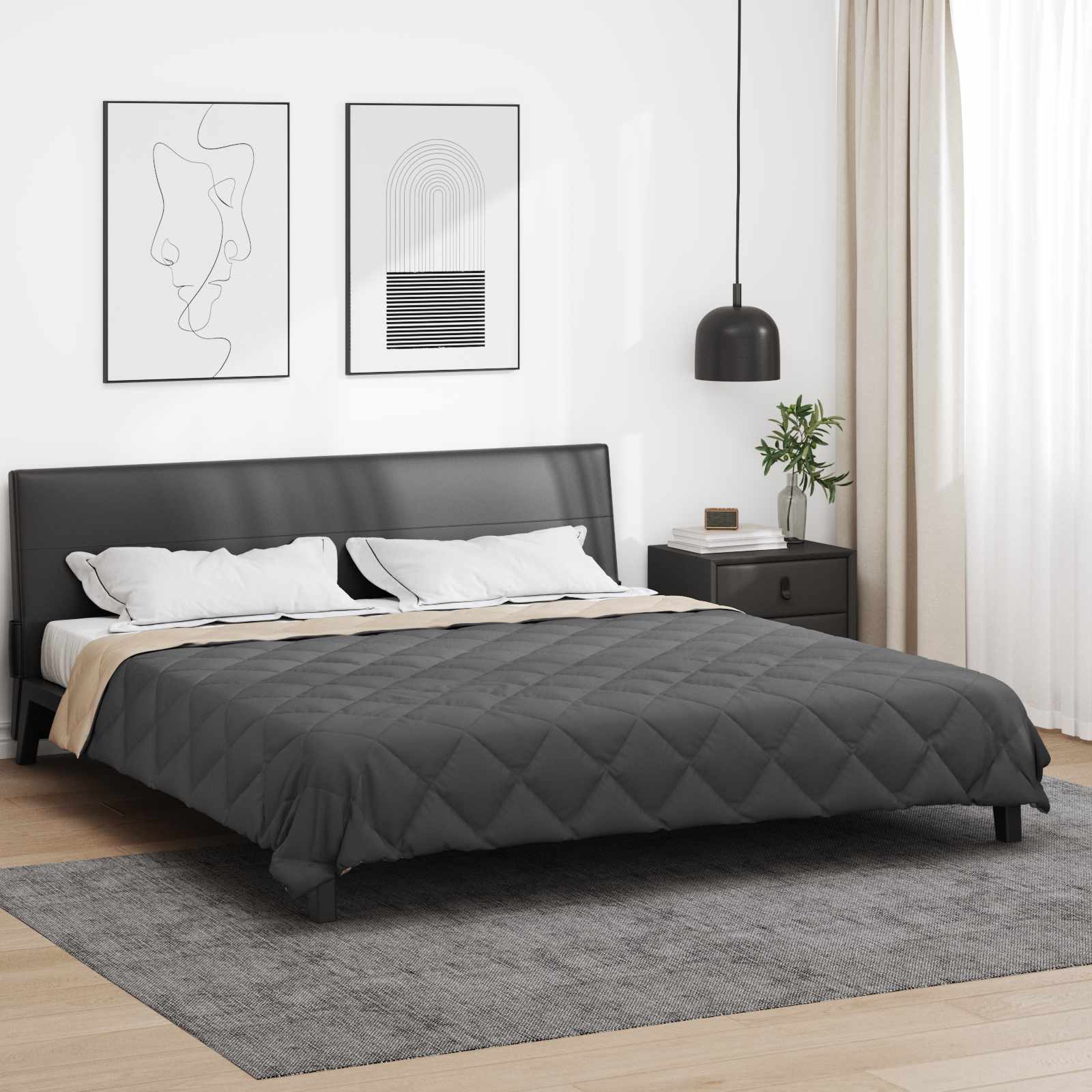 Ganzjahresbettdecke Anthrazit 135 x 200 cm Mikrofaser
