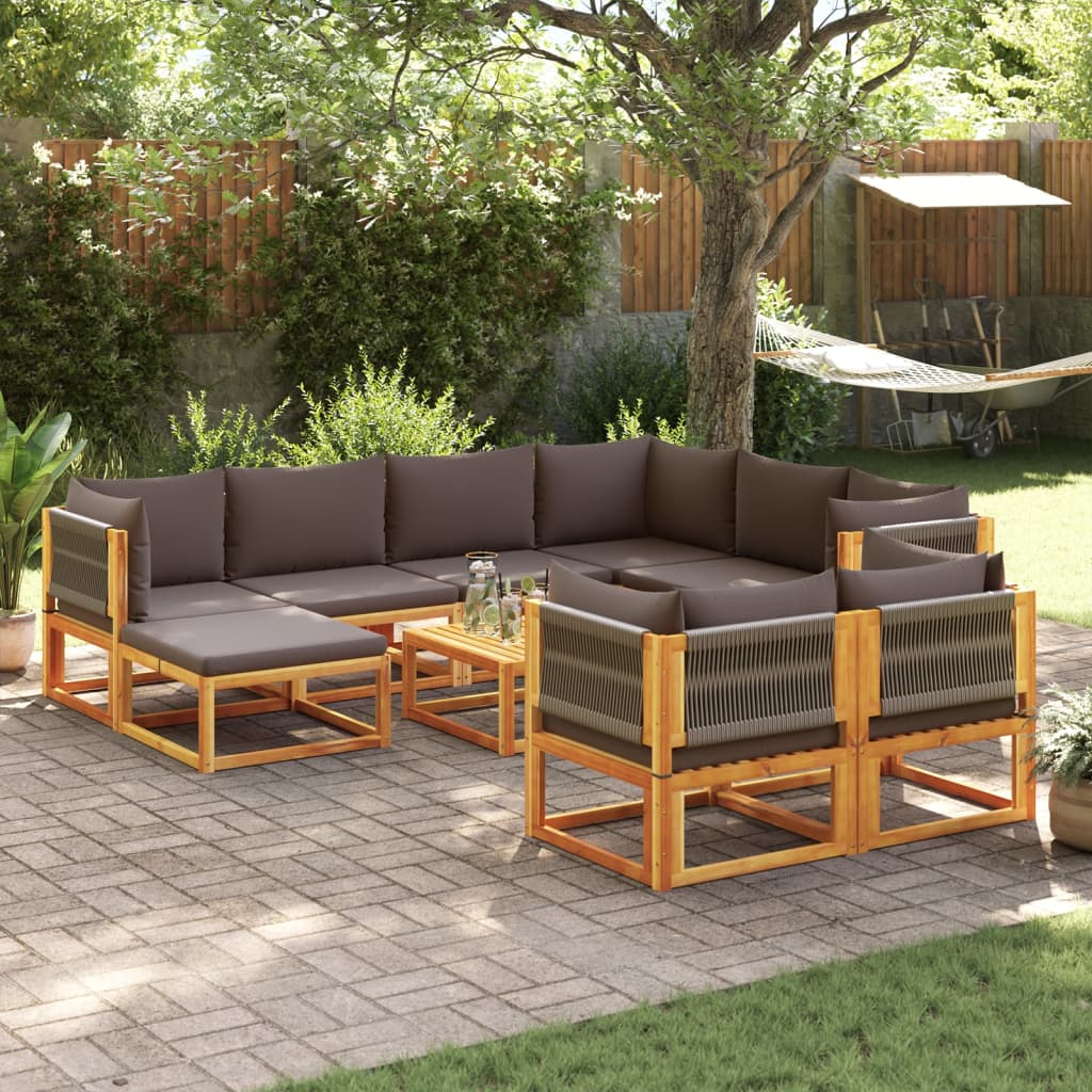 6-tlg. Gartensofa-Set mit Kissen Holz Akazie & Seil