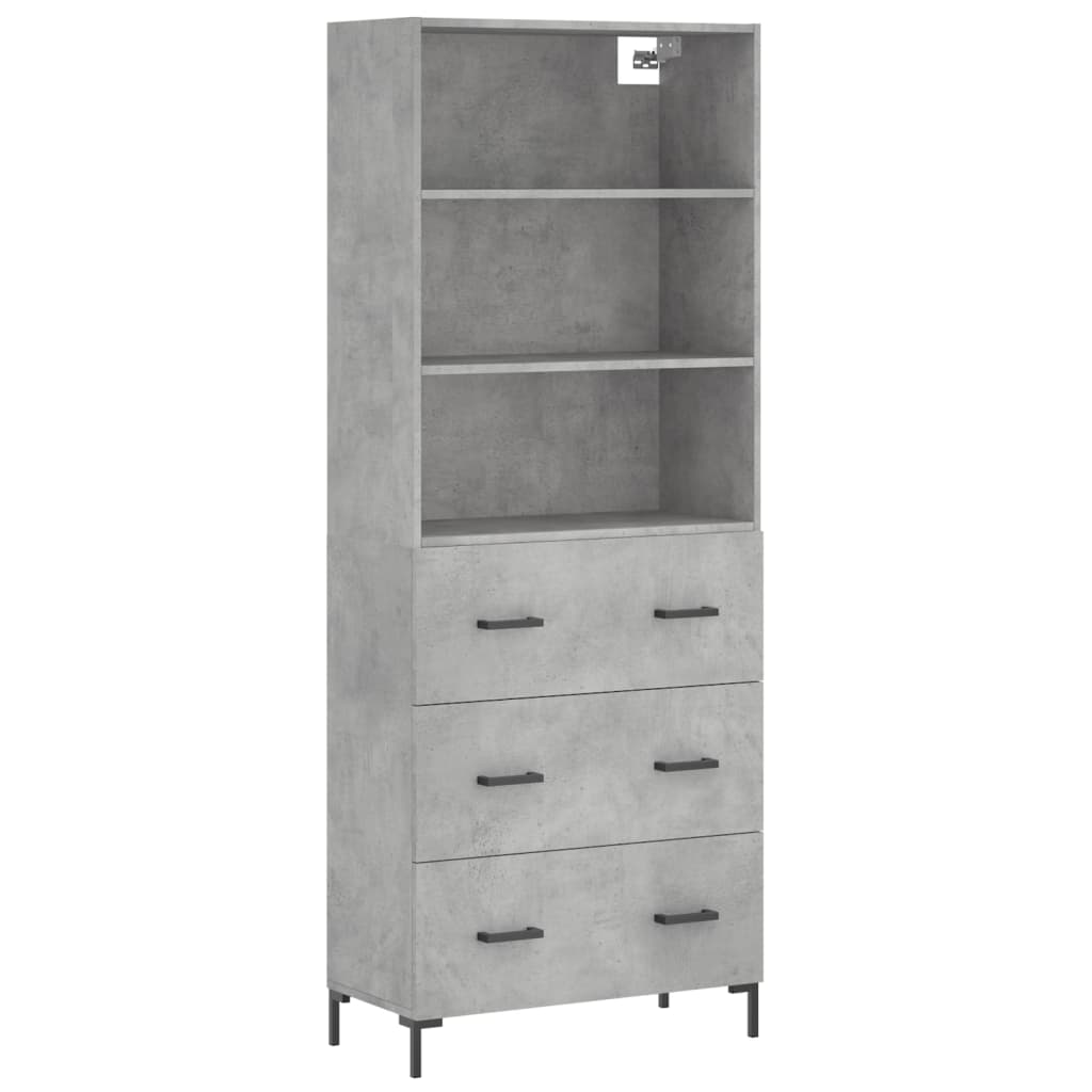 Highboard Hochglanz-Weiß 69,5x34x180 cm Holzwerkstoff