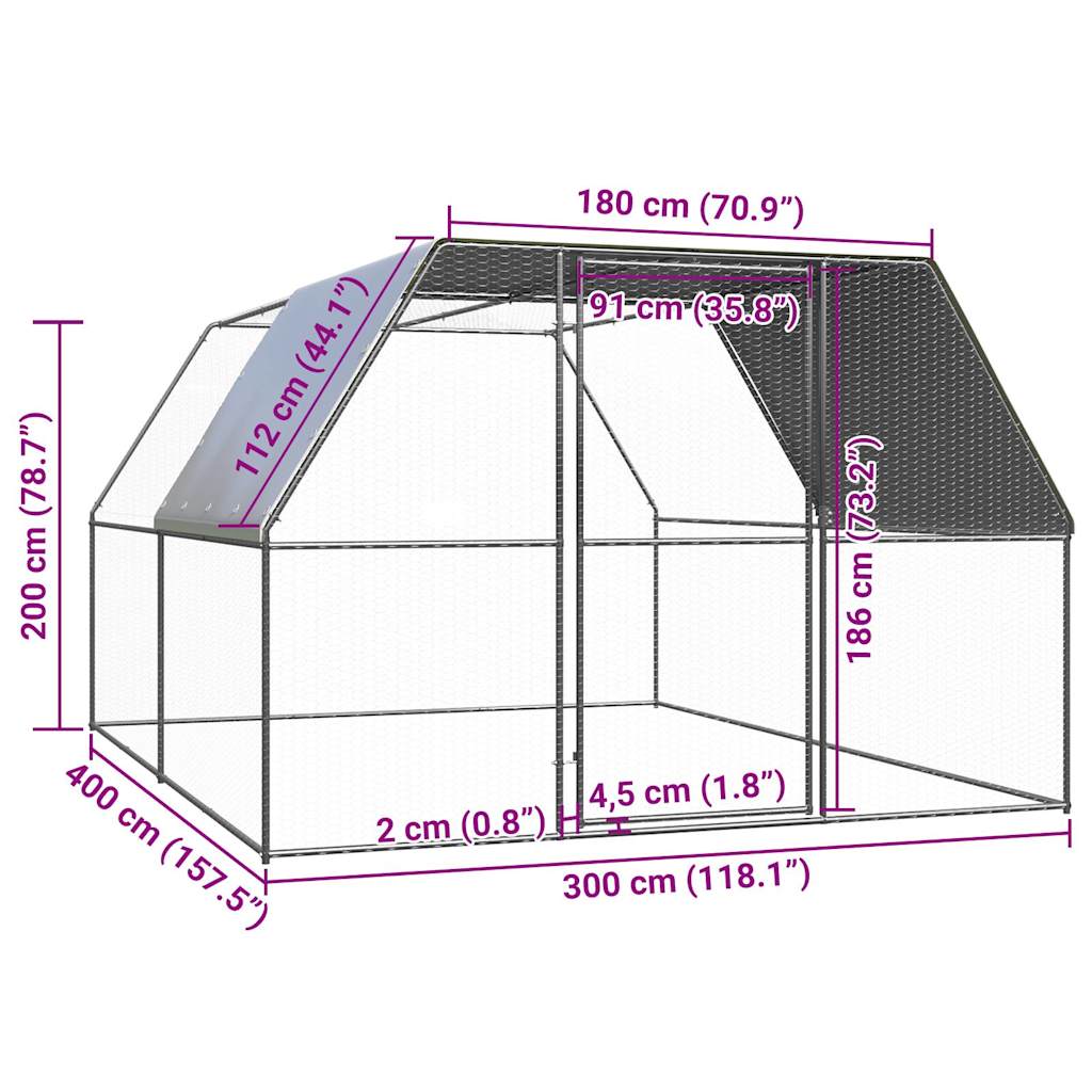 Outdoor-Hühnerkäfig 2x2x2 m Verzinkter Stahl