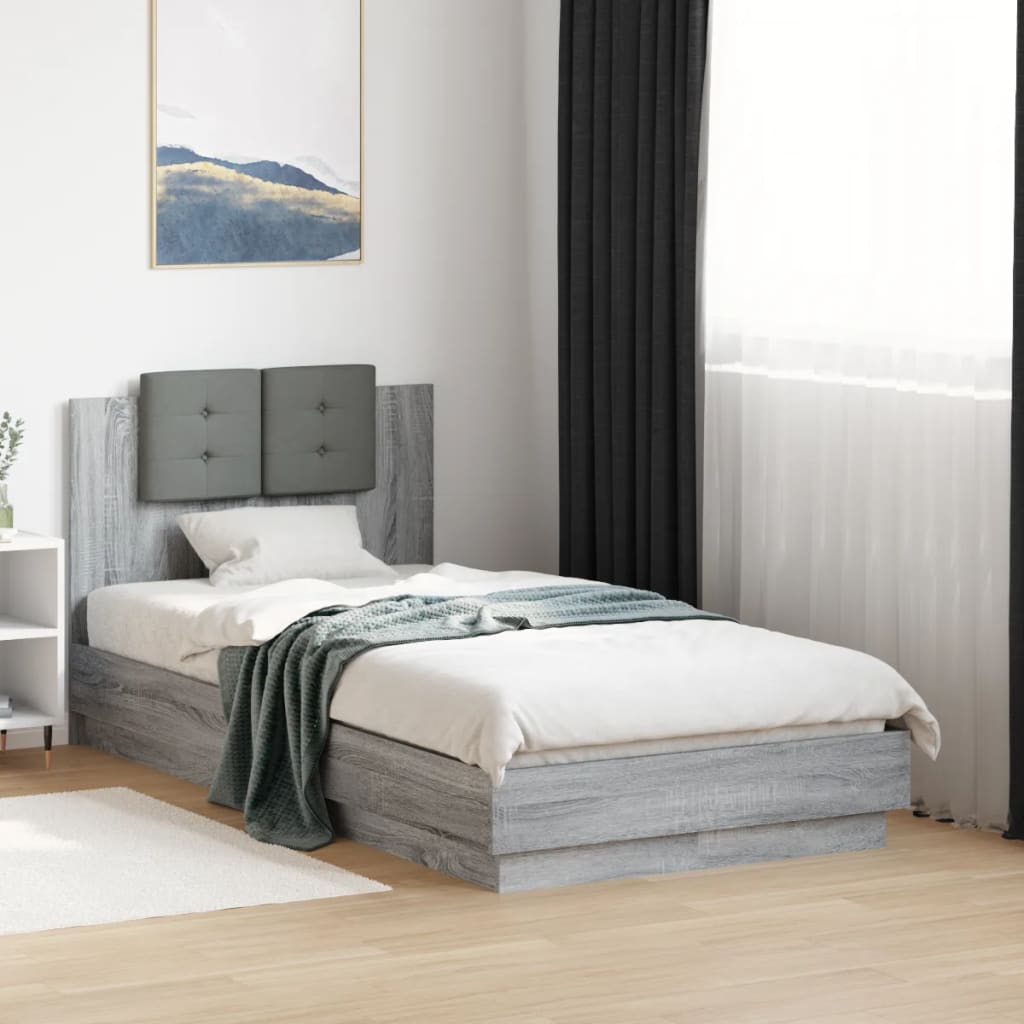 Bettgestell mit Kopfteil Grau Sonoma 180x200 cm Holzwerkstoff
