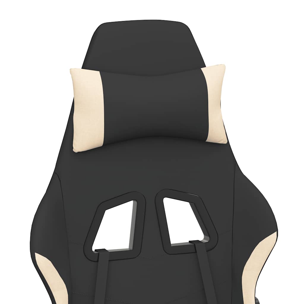 Gaming-Stuhl mit Massagefunktion Schwarz und Creme Stoff