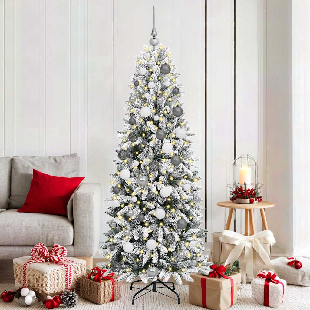 Künstlicher Weihnachtsbaum mit 150 LEDs mit Ständer Weiß 120 cm
