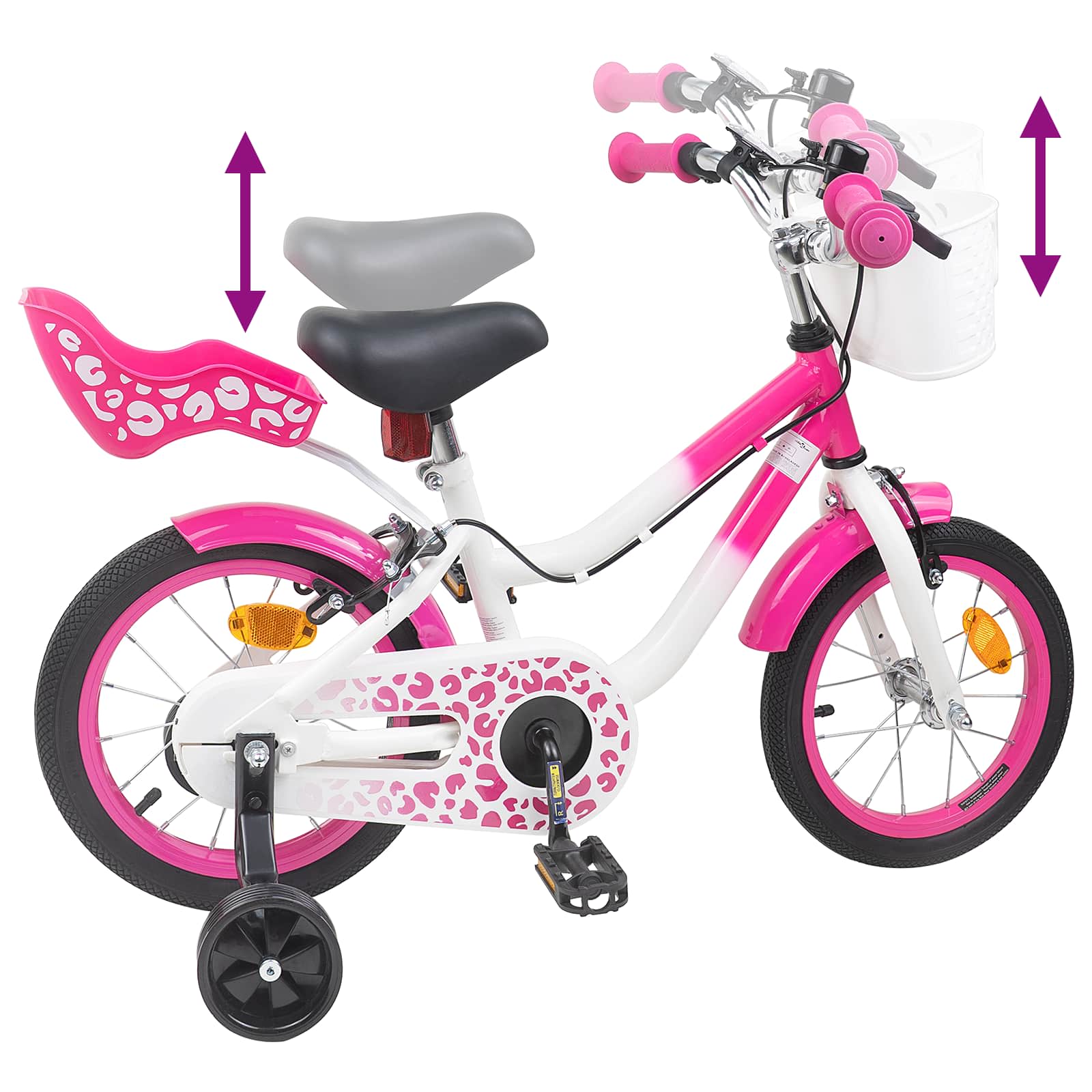 Kinderfahrrad Mit Stützrädern 12 Zoll für 2-4 Jahre alt Rosa