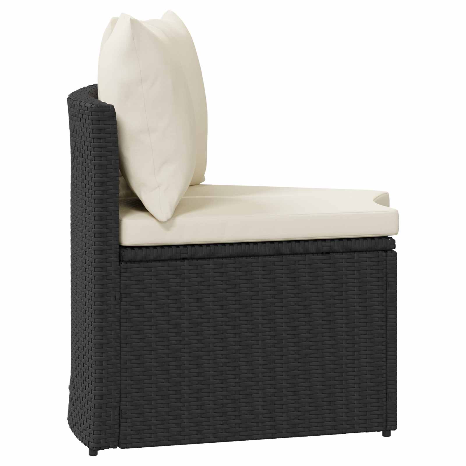 2-tlg. Garten-Sofagarnitur mit Auflagen Poly Rattan Schwarz