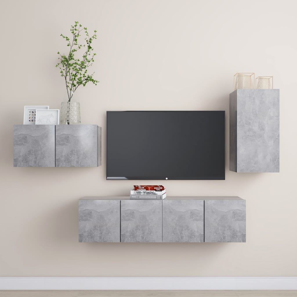 4-tlg. TV-Schrank-Set Weiß Holzwerkstoff