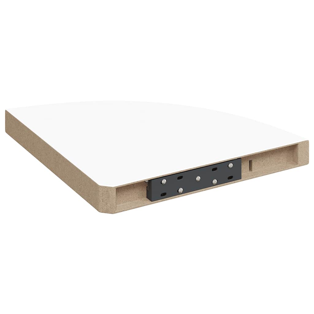 Schwebende Eckregale 2 Stk. Hochglanz-Weiß 25x25x3,8 cm MDF