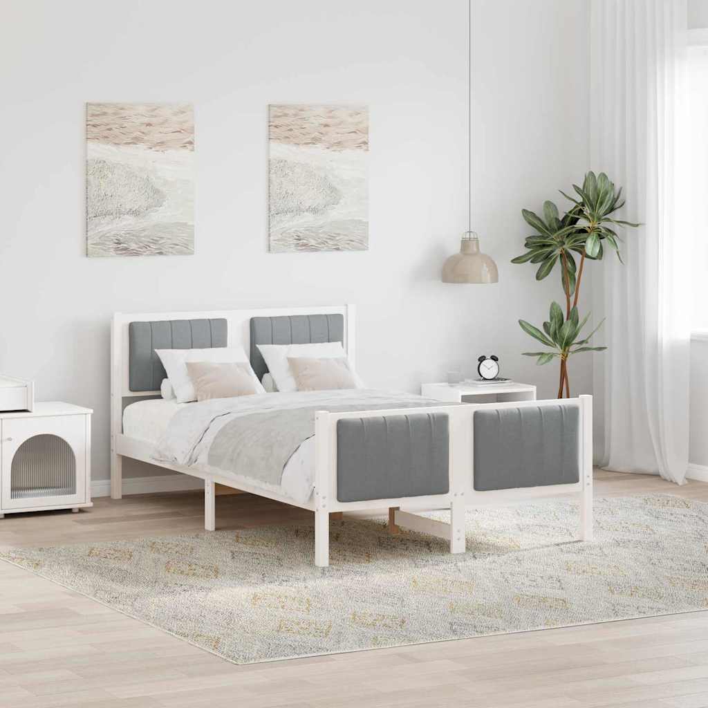 Bettgestell Braun und hellgrau 200 x 200 cm Massivholz Kiefer