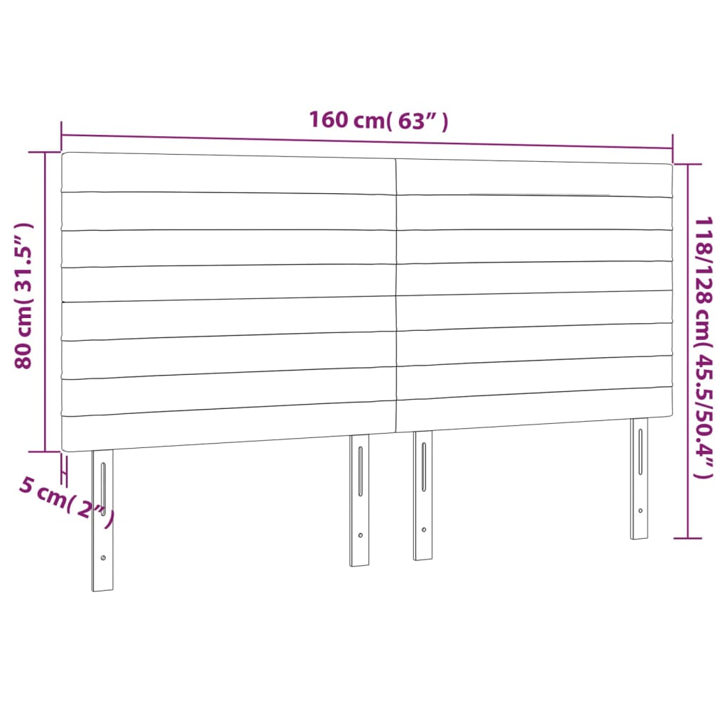 Kopfteil Hellgrau 80x5x118/128 cm Samt