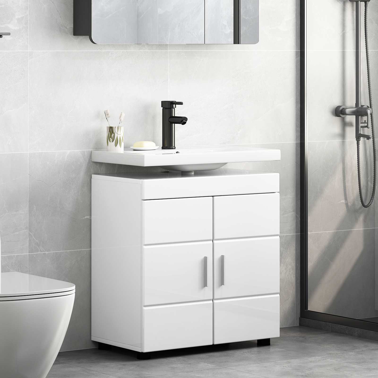 Badezimmermöbel-Set TULUM 2 pcs Weiß 60 x 34 x 63 cm