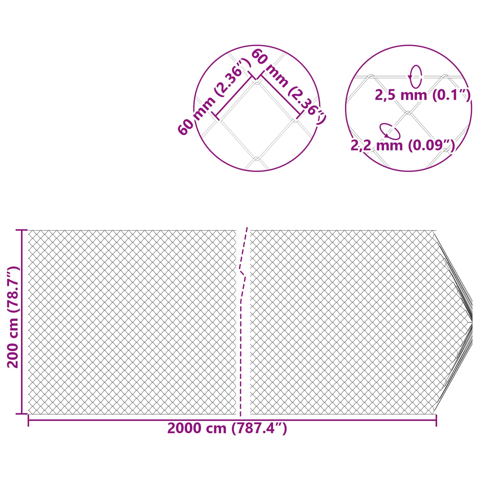 Maschendrahtzaun Grün 2 x 10 m Stahl