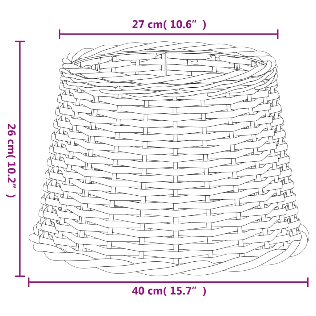 Lampenschirm Weiß Ø15x12 cm Korbweide