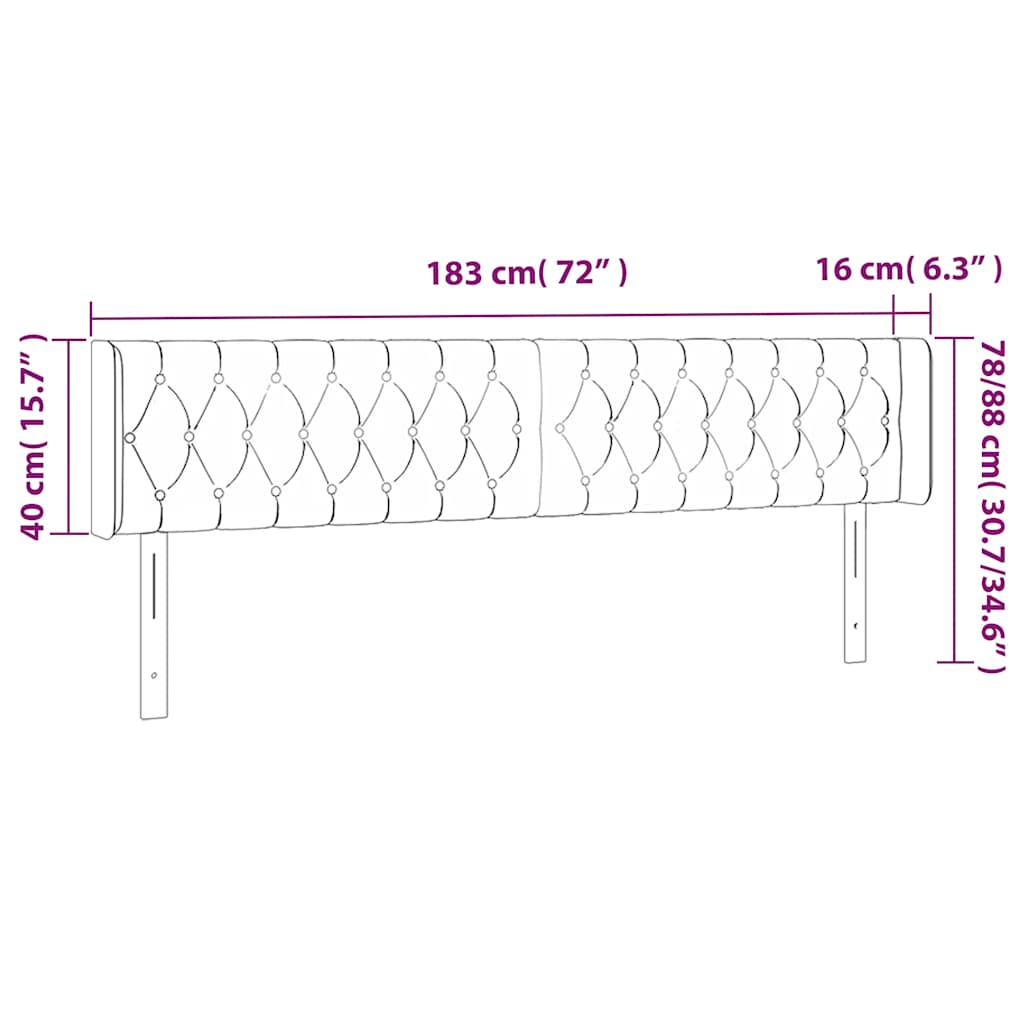 Kopfteil mit Ohren Dunkelblau 93x16x78/88 cm Samt