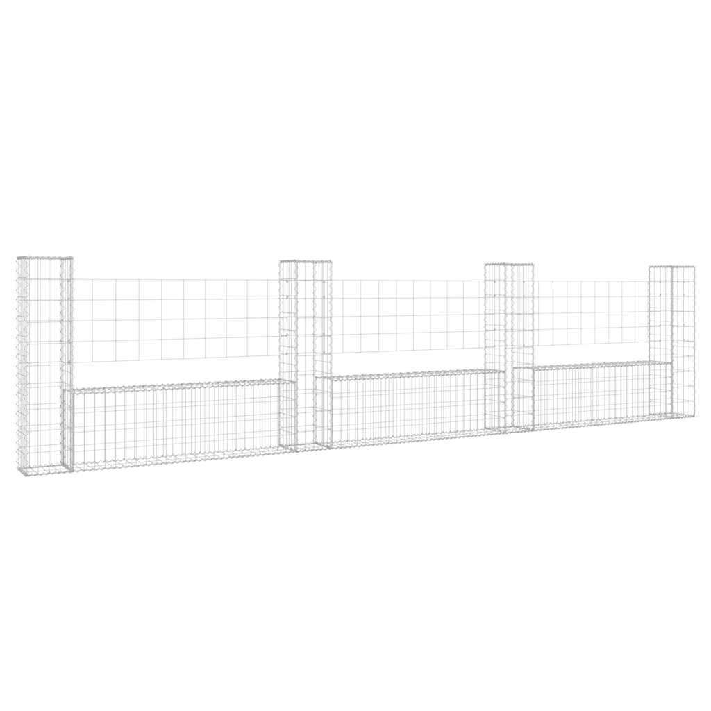 Gabionenkorb U-Form mit 2 Säulen Eisen 140x20x150 cm