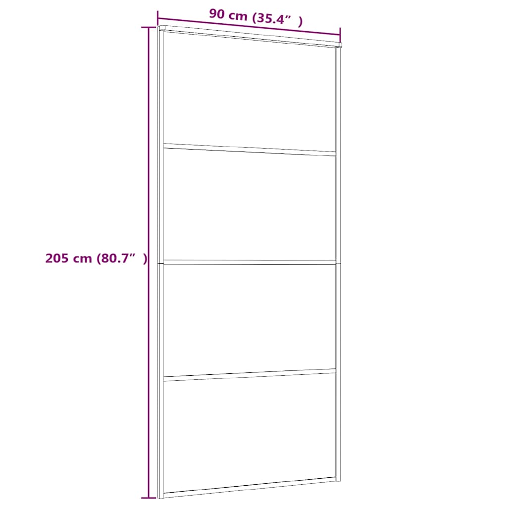 Schiebetür Aluminium und ESG Glas 90x205 cm Schwarz