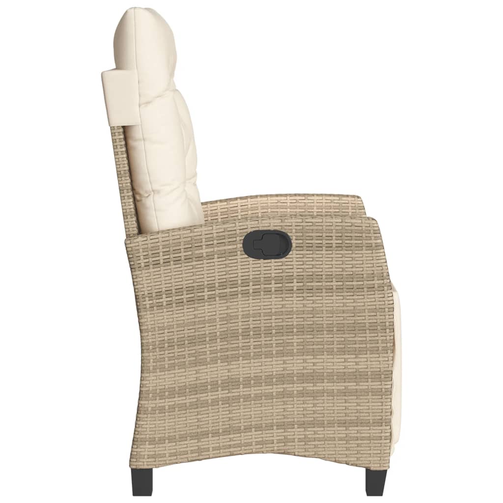 Gartensessel Verstellbar mit Kissen Schwarz Poly Rattan