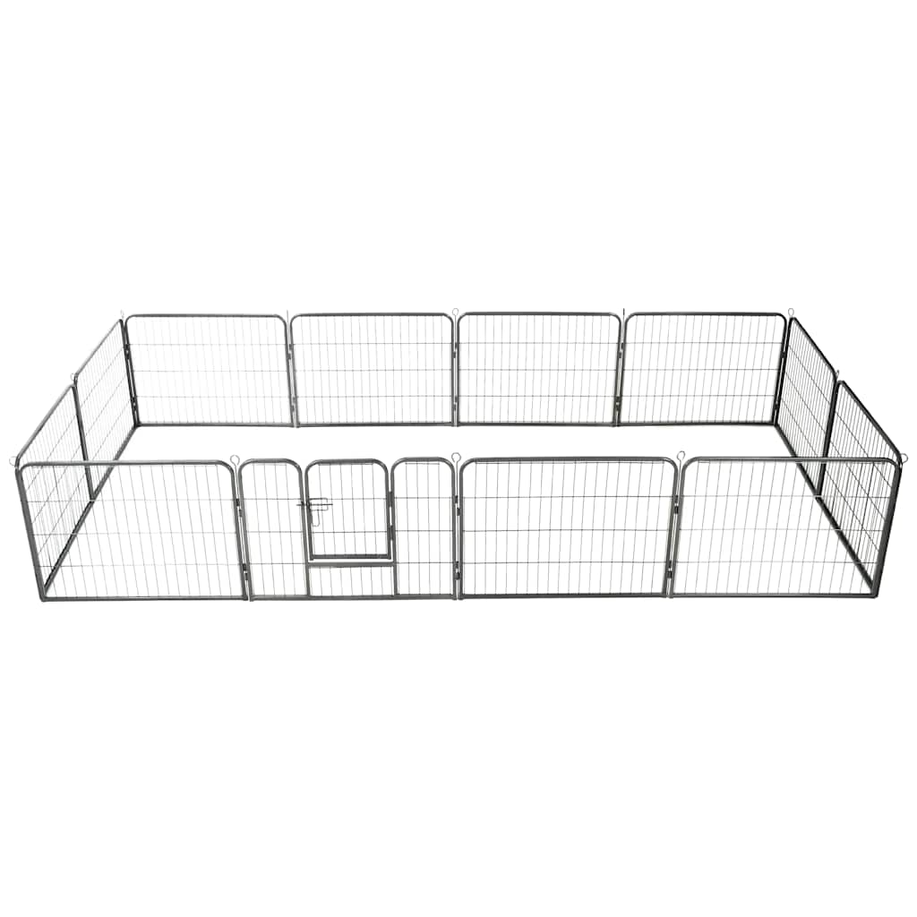 Hunde-Laufgitter 8 Paneele Stahl 60 x 80 cm Schwarz