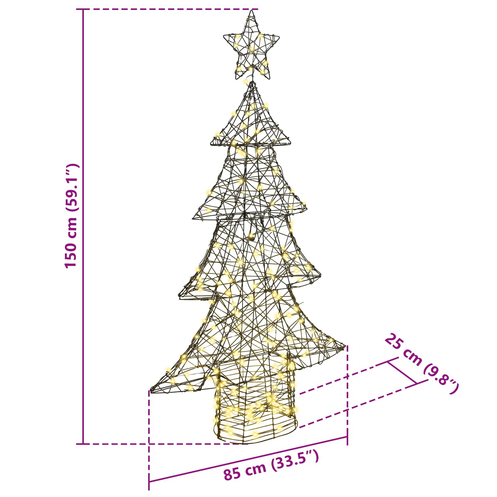 Weihnachtsbaum mit 120 LEDs Warmweiß 120,5 cm PET