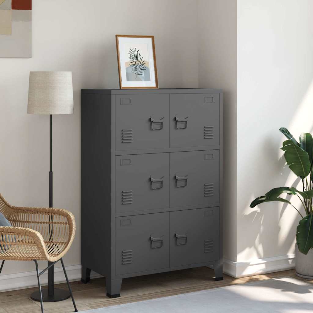 Lagerschrank Industrial Schwarz 75x40x80 cm Stahl