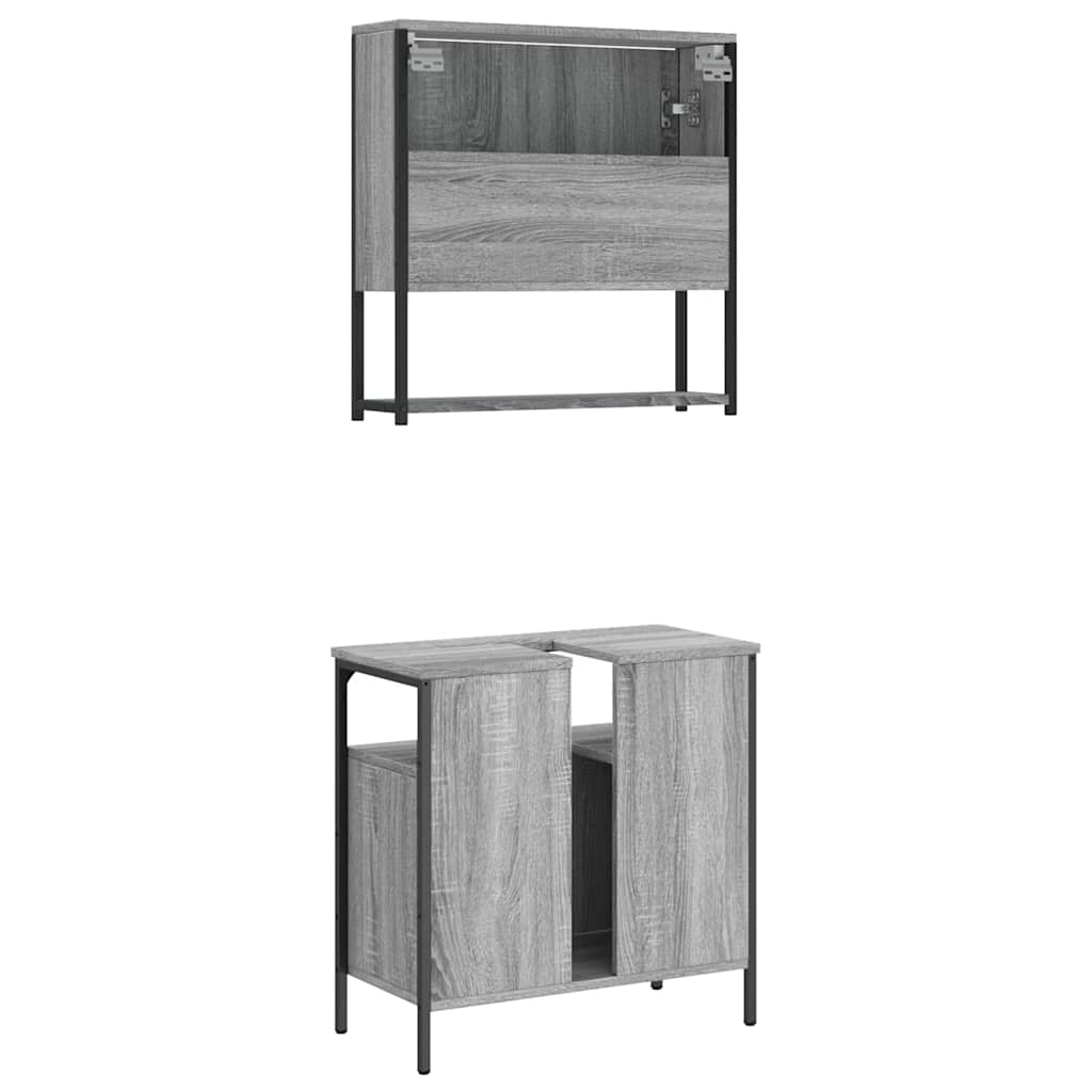 2-tlg. Badmöbel-Set Schwarz Holzwerkstoff