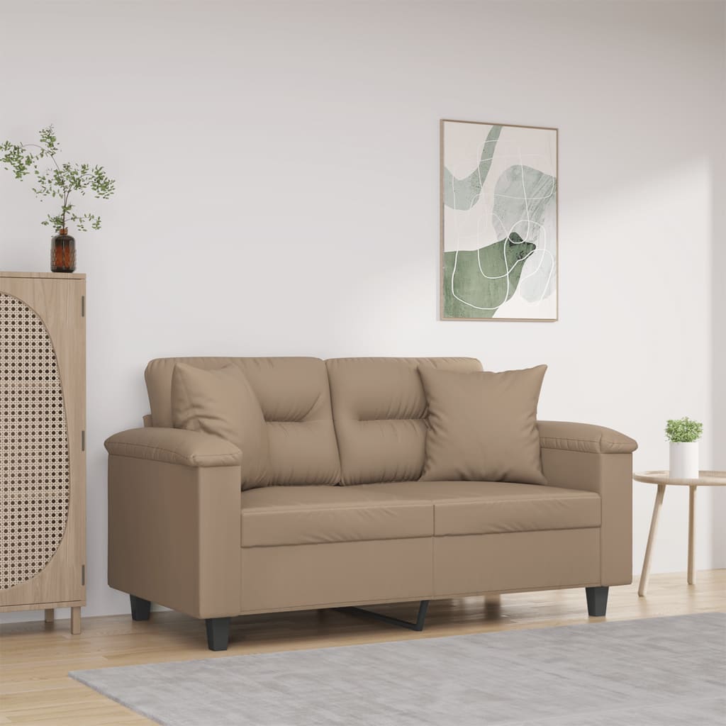 2-Sitzer-Sofa mit Zierkissen Weinrot 120 cm Kunstleder